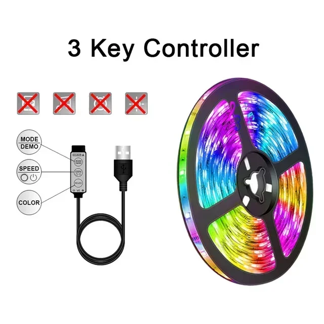 Bande lumineuse Led Usb 1-30M RGB 5050, Bluetooth, Wifi, contrôle par application, synchronisation de la musique, lumière Led, rétro-éclairage TV, ruban Flexible: changeant / 10m