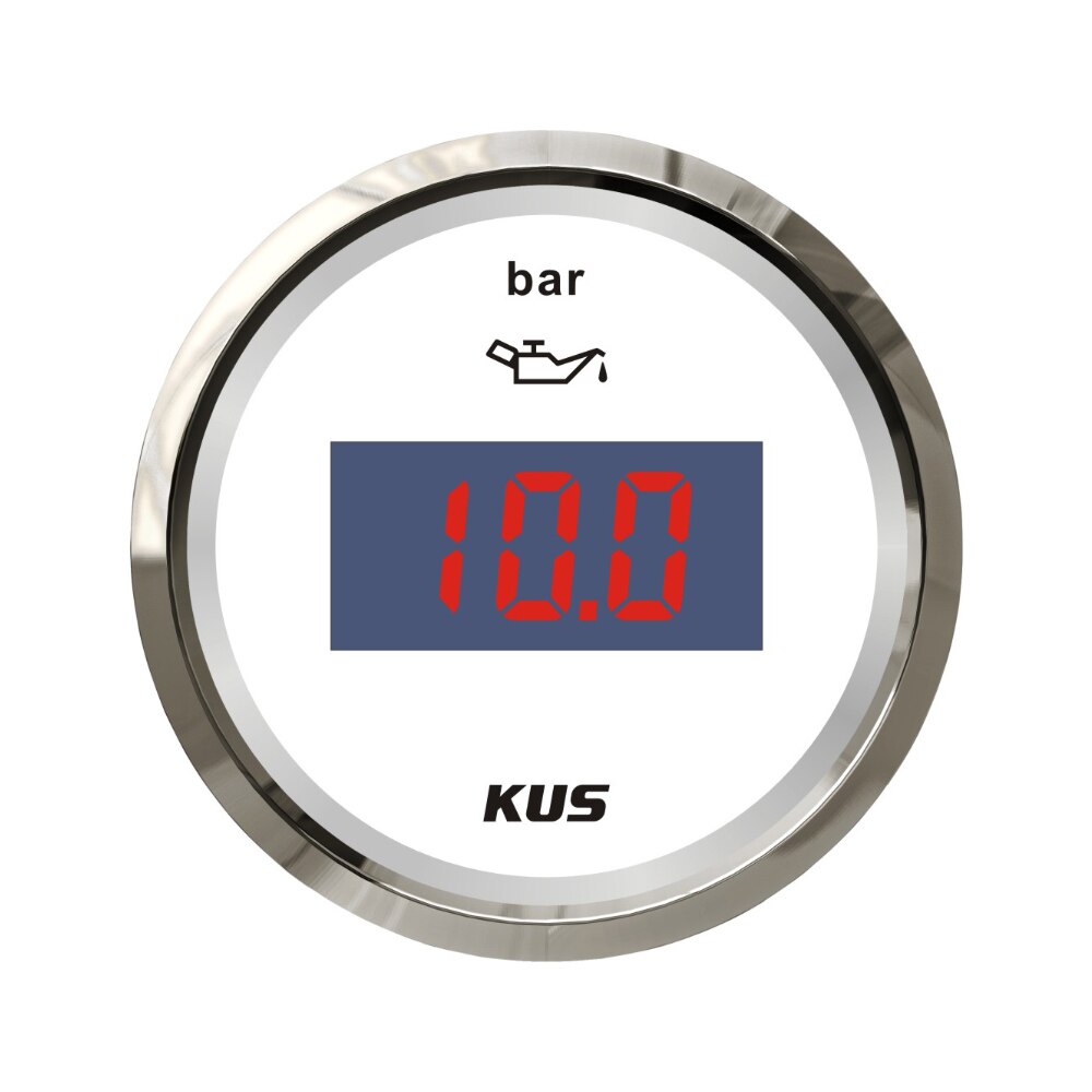 KUS 52MM Oil Pressure Gauge Meter 0-5bar(0-75PSI) 0-10bar(0-145PSI) Red/Yellow Backlight Available: Digital 0-10bar WS