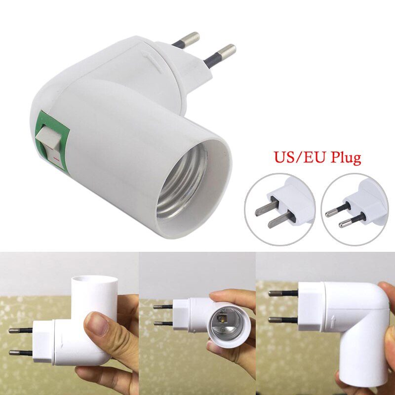 360 Degrees Adjustable E27 Lamp Bulb Bases Socket Adaptor Converter 100-230V Lighting Light Adapter EU/US Plug For Home Room
