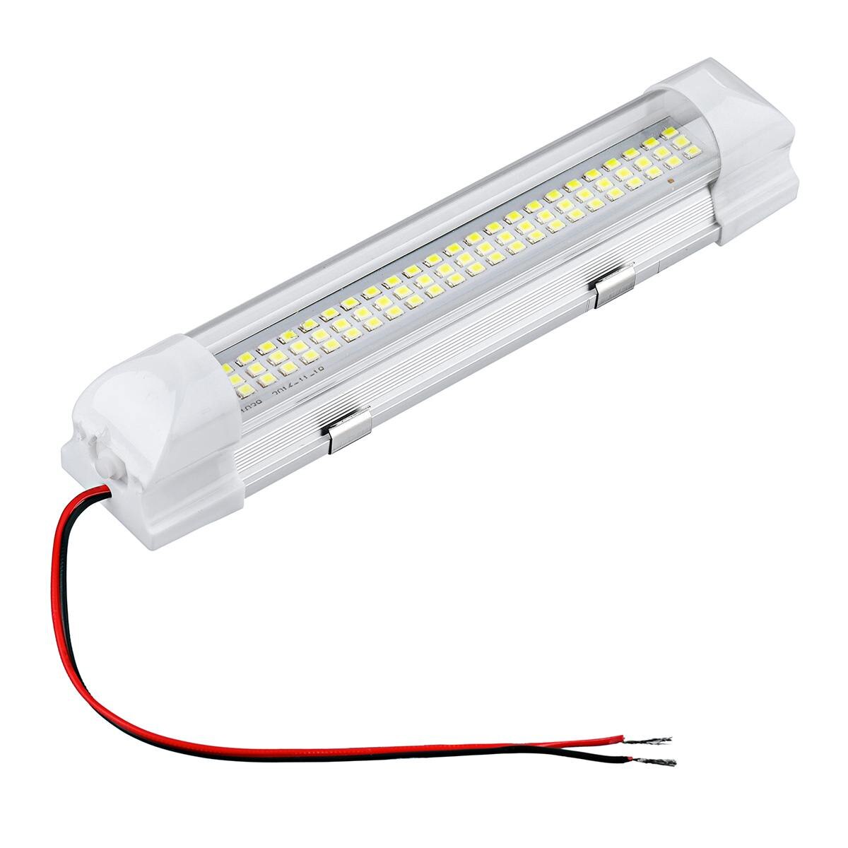 12V 24V 72 LED Car Interior White Strip Light Bar Car Interior Lamp with On/Off Switch for Van Lorry Truck Camper Boat