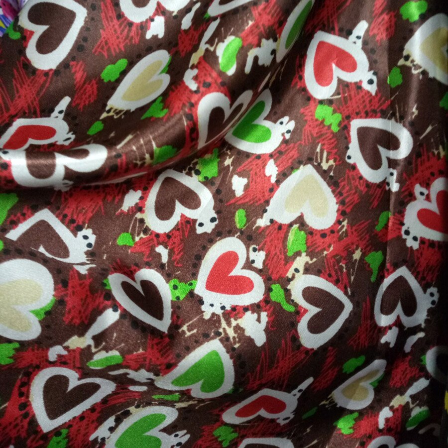 Dekoration blankt stof dejligt hjerte trykt charmeuse stof polyester tilda håndværk tørklæde bånd materiale satin stoffer