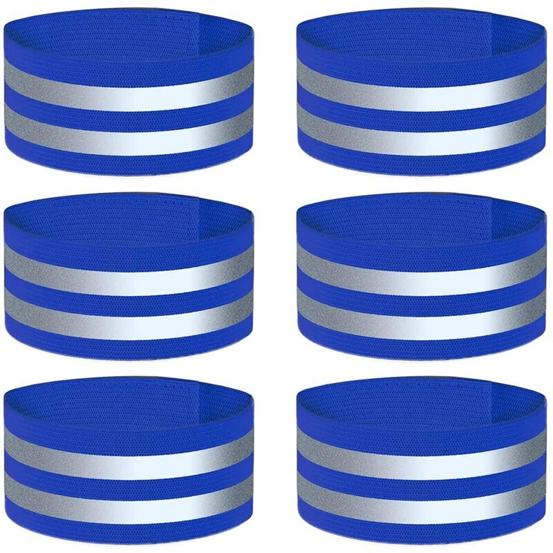 Set Of 6 High Visibility Reflective Tapes, Safety Armband: Blue