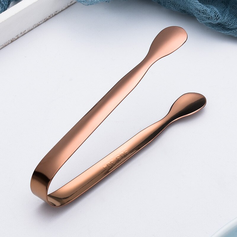 1pcs Ice Clip Ice Tong Bread Food BBQ Clip Multicolored Sugar Tongs Small Ice Tongs Ice Cooling Ice Cube Small Kitchen Tongs: Rose Gold-10.8cm