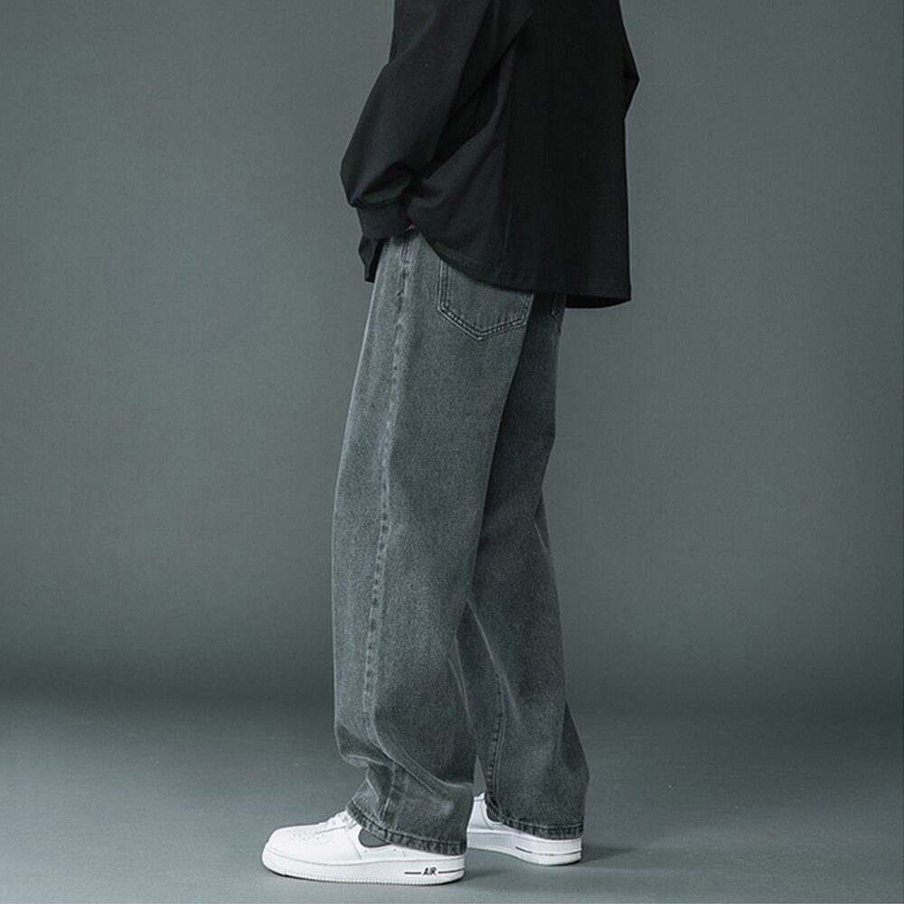 White Jeans for Men Streetwear Hip Hop Baggy Pants Loose Straight Denim Male Boyfriend Long Trousers