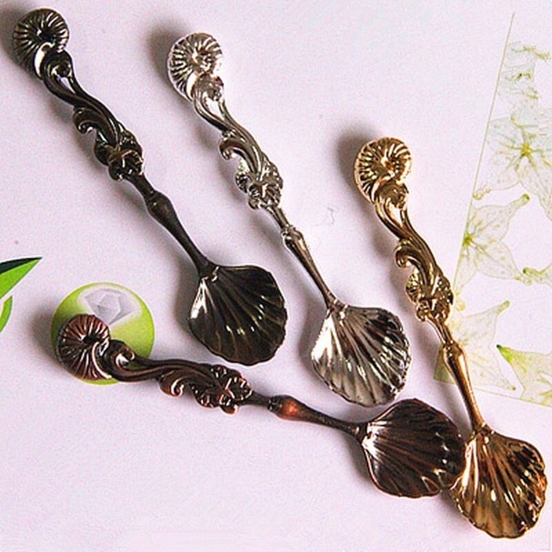Shell Head Retro Ocean Series Coffee Spoon Cake Dessert Spoon Conch Drink Scoop Fruit Spoon Coffee Spoon
