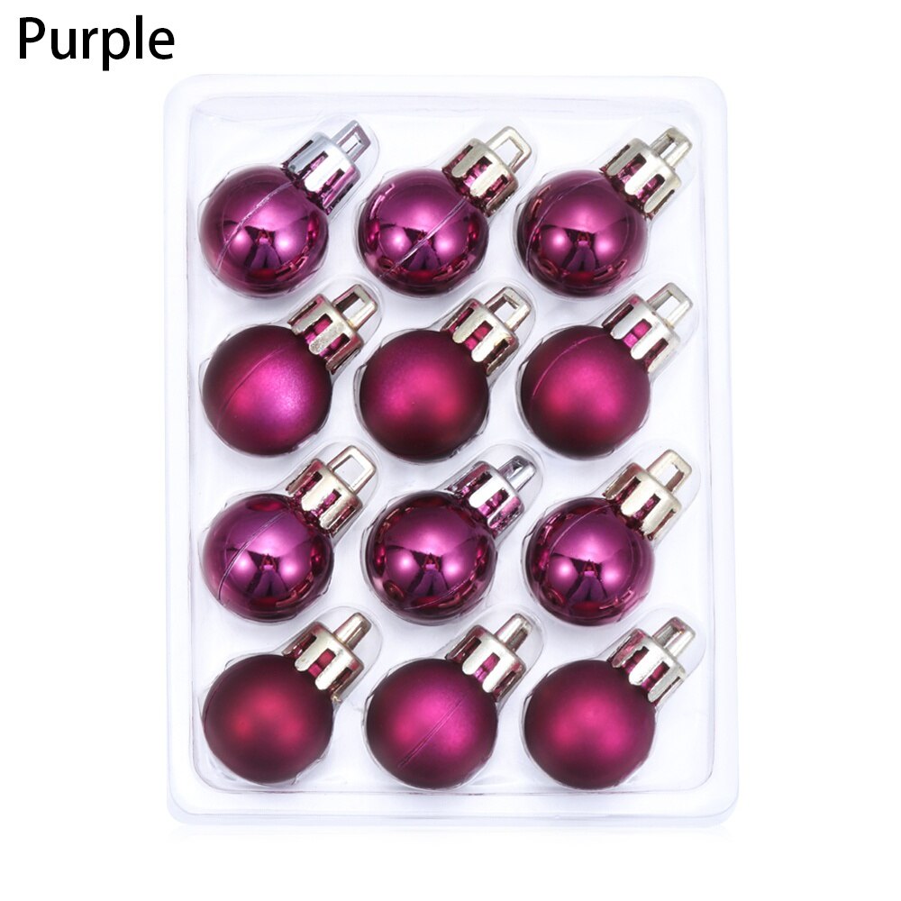 12Pcs 2cm Christmas Tree Decor Ball Bauble Xmas Party Hanging Pendant Ball Ornament for Year Christmas Home Tree Decor: Purple