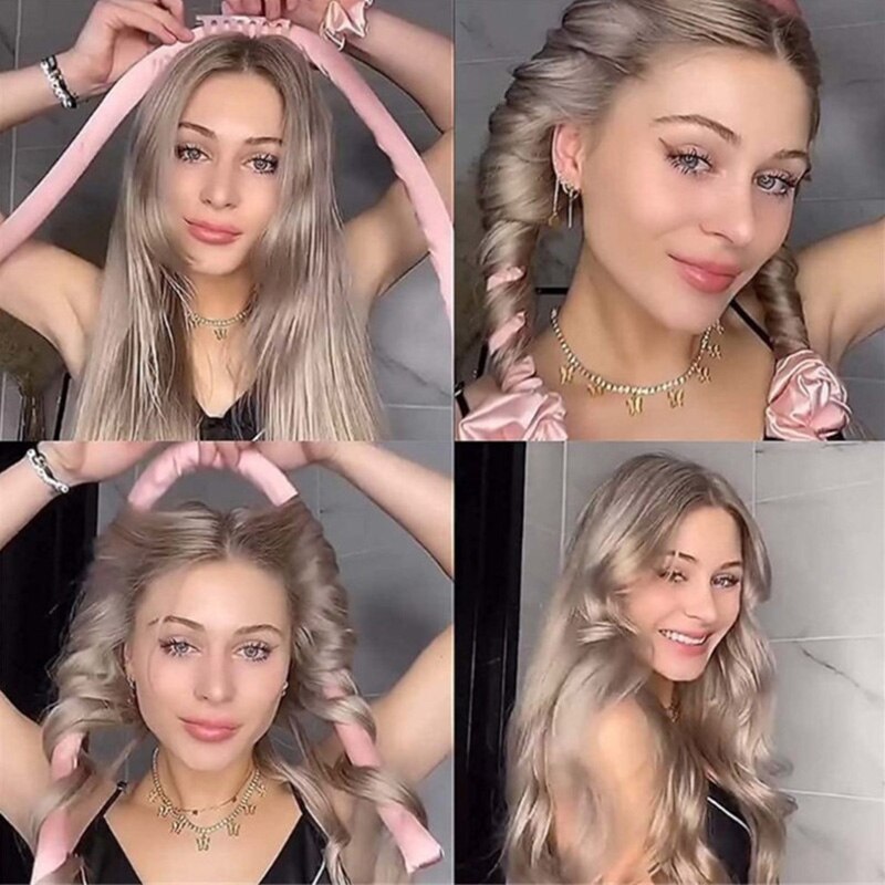 Heatless wijący się pręt pałąk nieopalany loki wstążka wałki robić włosów śpiąca miękka opaska papilotki narzędzia robić stylizacji włosów DIY