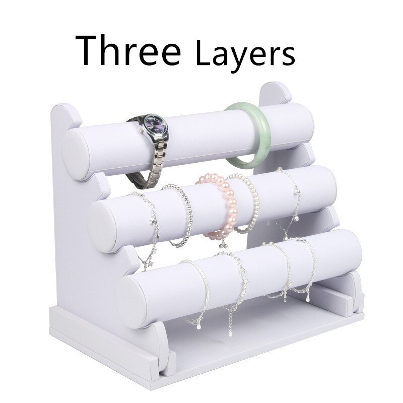 1pcs Vintage PU Leather / Velvet Bracelet Chain Watch T-Bar Rack Jewelry Organizer Hard Display Stand Holder