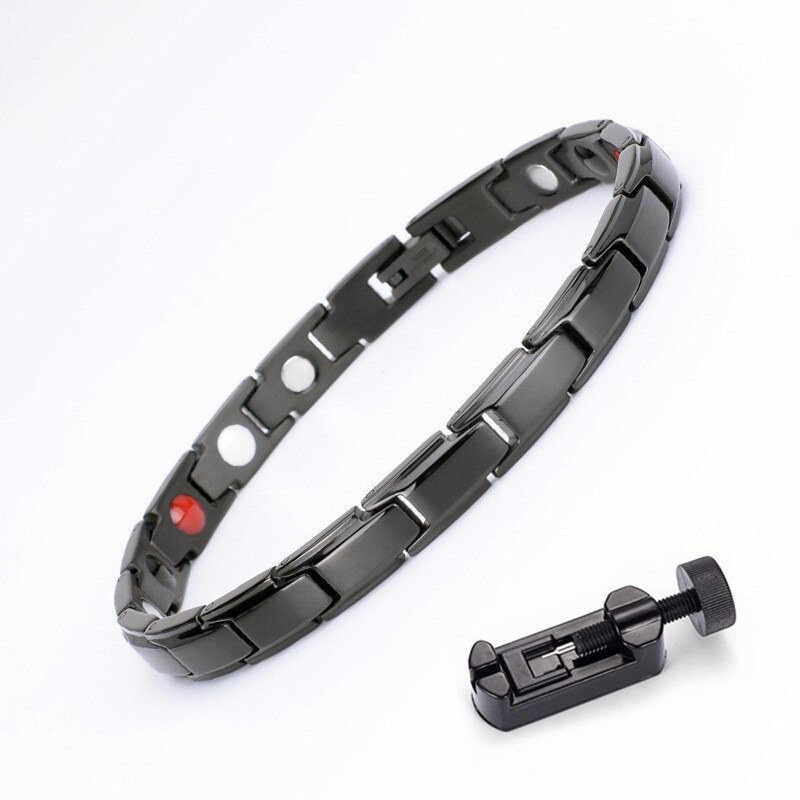7mm breite magnetarmbänder für damen und herren, gesundheitsschmuck, titanstahl, herrenarmbänder, armreifen, Germanium-armbänder: Schwarzes werkzeug