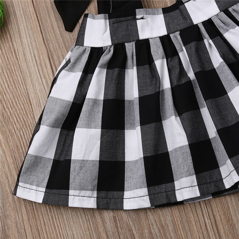 Emmababy Girls Skirt Summer Toddler Baby Girl Party Princess Cotton Strap Skirt Plaid Kids Skirts Girls Sundress 6M-4Y
