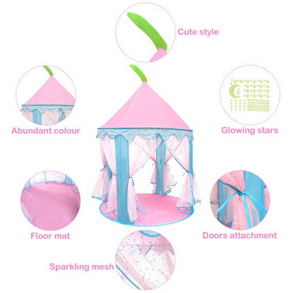 IBaseToy Dreamlike Prince Castle tenda pieghevole garza Playhouse bambini bambini tenda da gioco al coperto 105x105x140