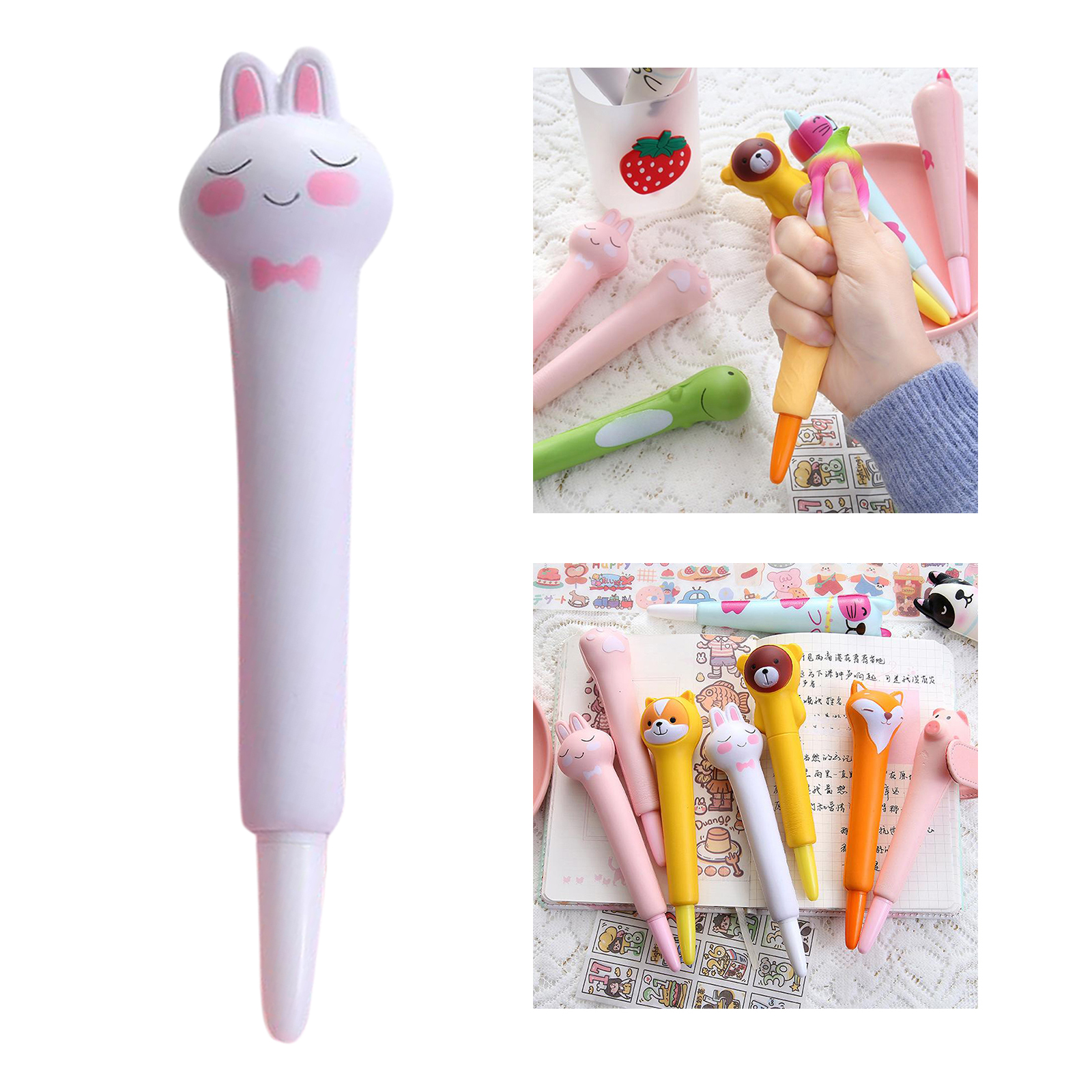 Langsam steigend Bleistift Stift Weichen quetschen Stift Squishy Stifte Großen betonen Linderung Spielzeug Bleistift Deckel Rosa Kaninchen für freundlicher