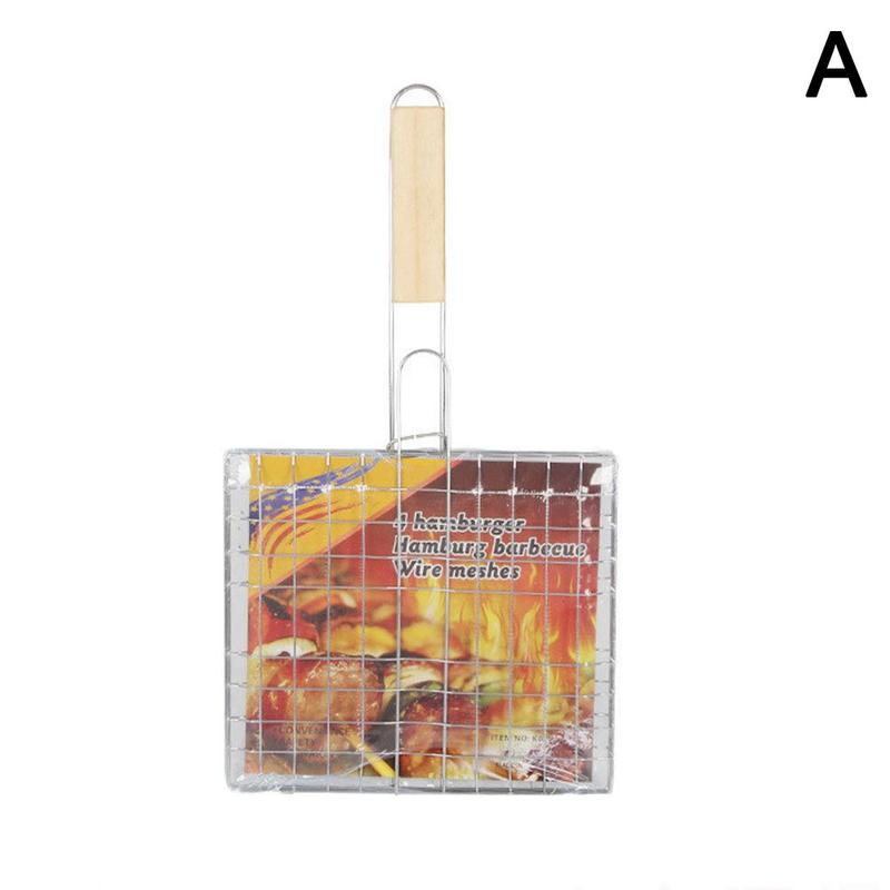 Draagbare Grillen Mand Non-stick Grillen Mand Bbq Barbecue Tool Grill Mesh Bbq Netto Voor Groente Steak Vlees Picknick par: Red