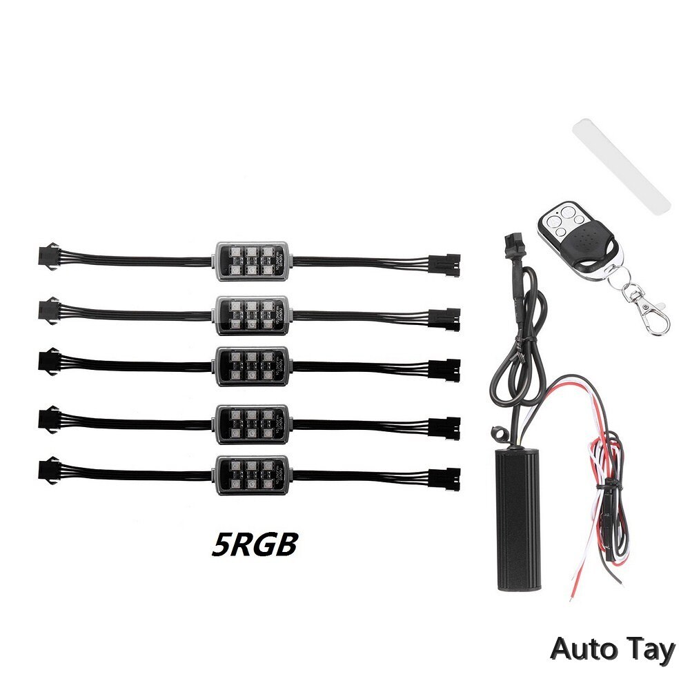 LED Smart Brake Lights Motorcycle Car Atmosphere Light With Wireless Remote Control Moto Decor Strip Lamp Kit 4/5/6/8/10/12RGB: E