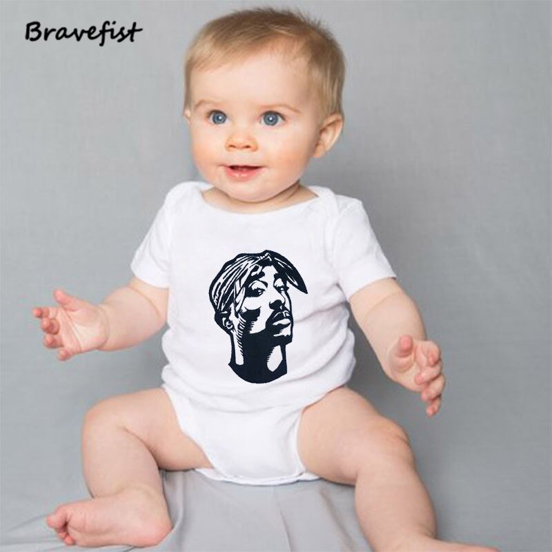 Portrait Print Baby Bodysuits Cotton Infant Outfits Short Sleeve Summer Children Girls Clothes Boys Clothing Kids Jumpsuits 0-2Y