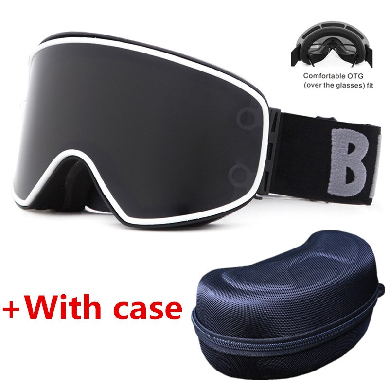 Skibriller 2 in 1 med magnetisk dual-use linse for nattski anti-tåke  uv400 snowboardbriller menn dame skibriller: Nr .2 med koffert