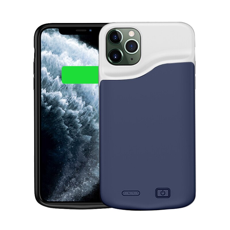 5000mAh Slim Liquid Silicone shockproof Battery Charger Cases for iPhone 11 Pro Max PowerBank Case Cover External Charger Fundas: Blue for iPh 11