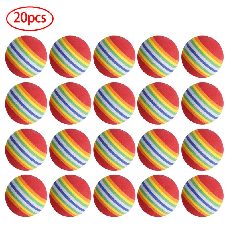 20 pièces 38/42mm EVA mousse doux arc-en-ciel balles Mini Golf balançoire balles d'entraînement éponge Golf arc-en-ciel couleur intérieur pratique aides balle