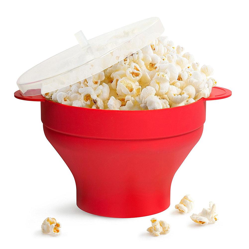 Kieselsäure Gel Popcorn Schüssel Mikrowelle Klapp Popcorn Fass Hoch Temperatur Beständig Große Popcorn Fass mit Abdeckung schiff