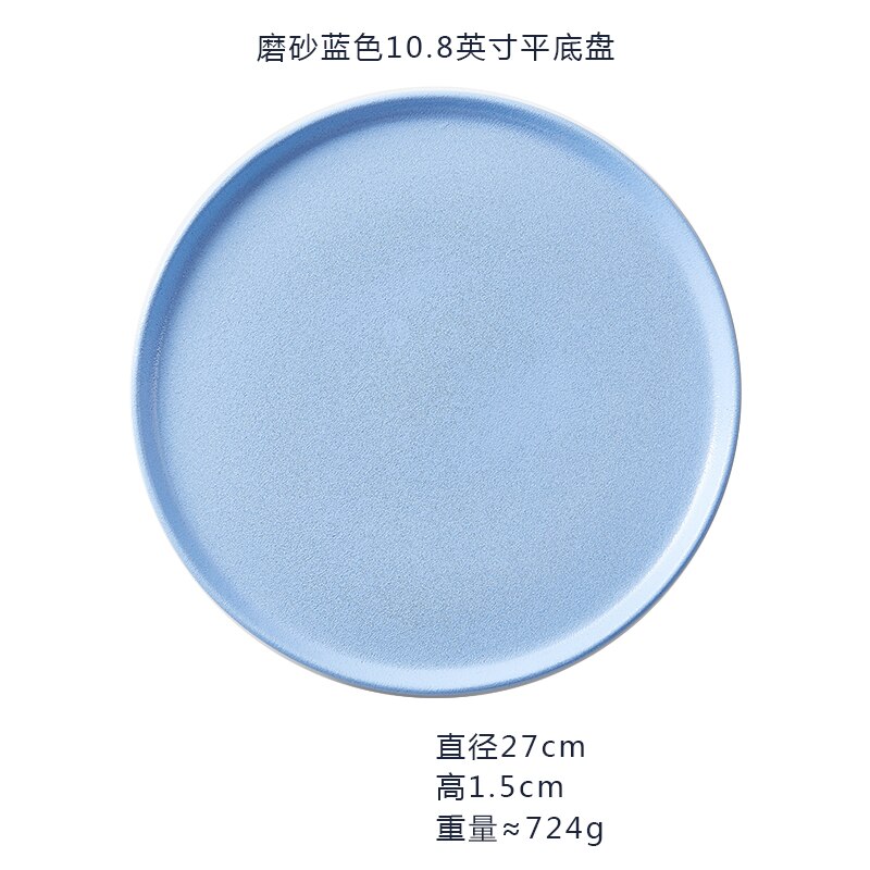Noord-europa Keramische Ontbijt Cake Tray Moderne Thuis Steak Dessert Westerse Plaat Restaurant Dienblad Ronde Servies: Light blue--27cm