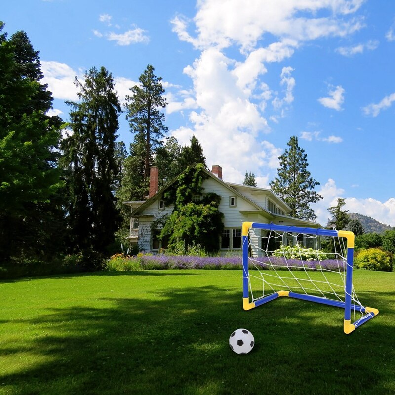 Filet de but de ballon de Football pliant d&#39;intérieur, ensemble de poteaux + pompe, Sport pour enfants, jeu de maison en plein air, jouet en plastique, d&#39;anniversaire pour enfants