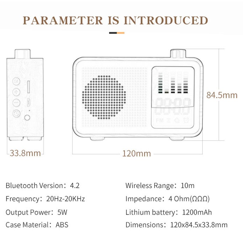 Digital Bluetooth Speaker Alarm Clock Fm Radio Support Aux Tf Card 3 In 1 Rechargeable Table Clocks Modern