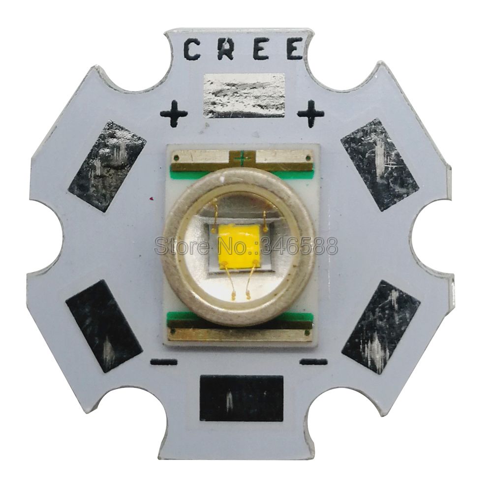 10x cree xlamp xre xr -e 3w high power led lysemitter perle  on 16mm / 20mm pcb heatsink hvit varm hvit rød grønn blå gul