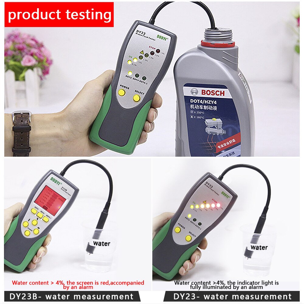 DUOYI-probador de líquido de frenos de coche DY23/DY23B, líquido de frenos automotriz, prueba precisa, verificación del contenido de agua, Universal del aceite, DOT 3/4/5