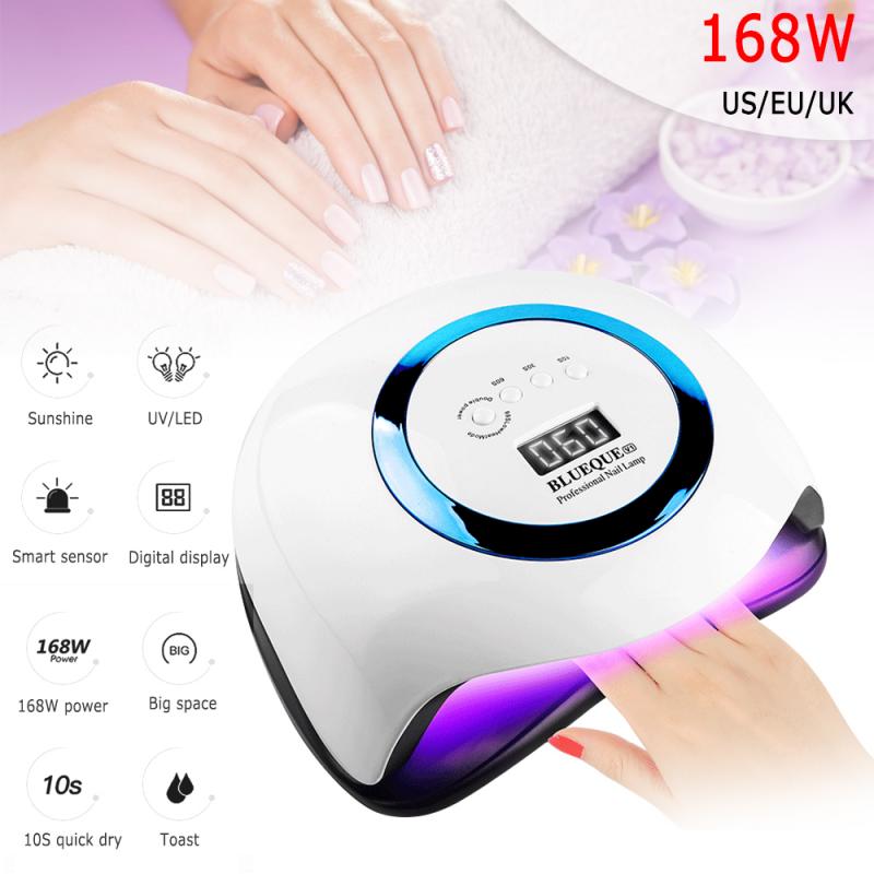 CE 168W lampe à ongles UV LED sèche-ongles Machine Gel vernis à ongles vernis à ongles avec détection de mouvement manucure Salon outil pour manucure