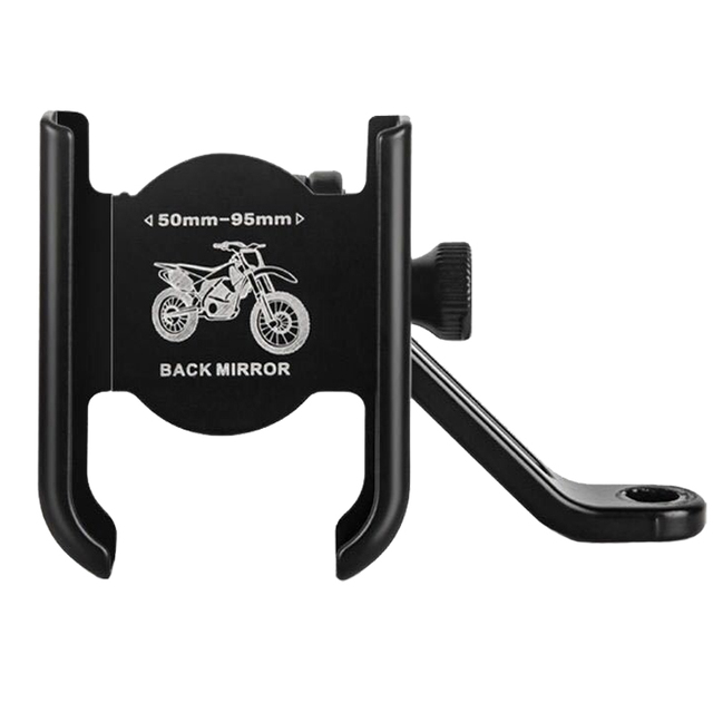 soporte de teléfono para motocicleta y bicicleta de aleación de aluminio, soporte GPS, Clip de montaje, soporte para manillar de Moto Mirro para Xiaomi y iPhone: Negro