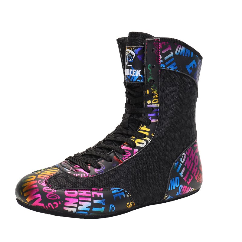 Superstar buty bokserskie męskie czarne buty zapaśnicze dla Unisex oddychające buty bokserskie dla mężczyzn antypoślizgowe Big Boy Wrestling Sneaker: Black purple / 5.5