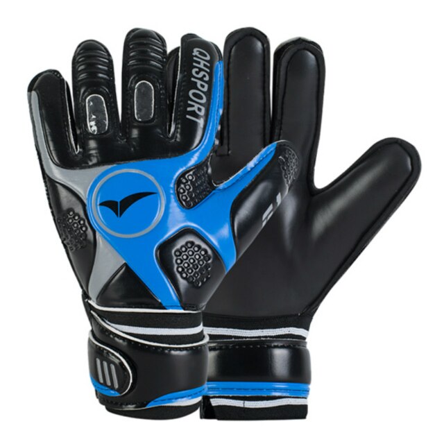 Adult Goalkeeper Gloves With Finger Protection Men Thickened Latex Soccer Football Goalie Gloves Women Goal keeper: Black Blue / Size 9