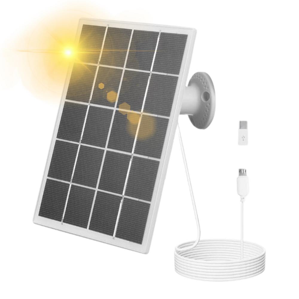 Camera Solar Panel 10W Solar Panel Charger 118 Inch Cable IP65 Waterproof Solar Panel For Home Security System 360 Adjustable: black