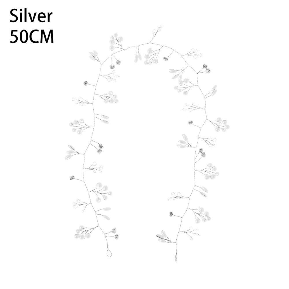 35/50/100/150CM Pearl Crystal Wedding Hair Vine Tiara Bridal Headband Hair Accessories Romantic Women Hair Jewelry: S-50