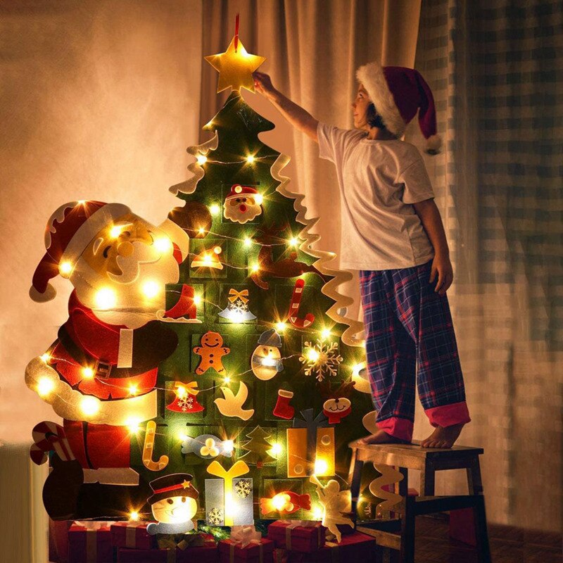 Børn diy følte juletræ juledekoration til hjemmet navidad år julepynt julemanden juletræ