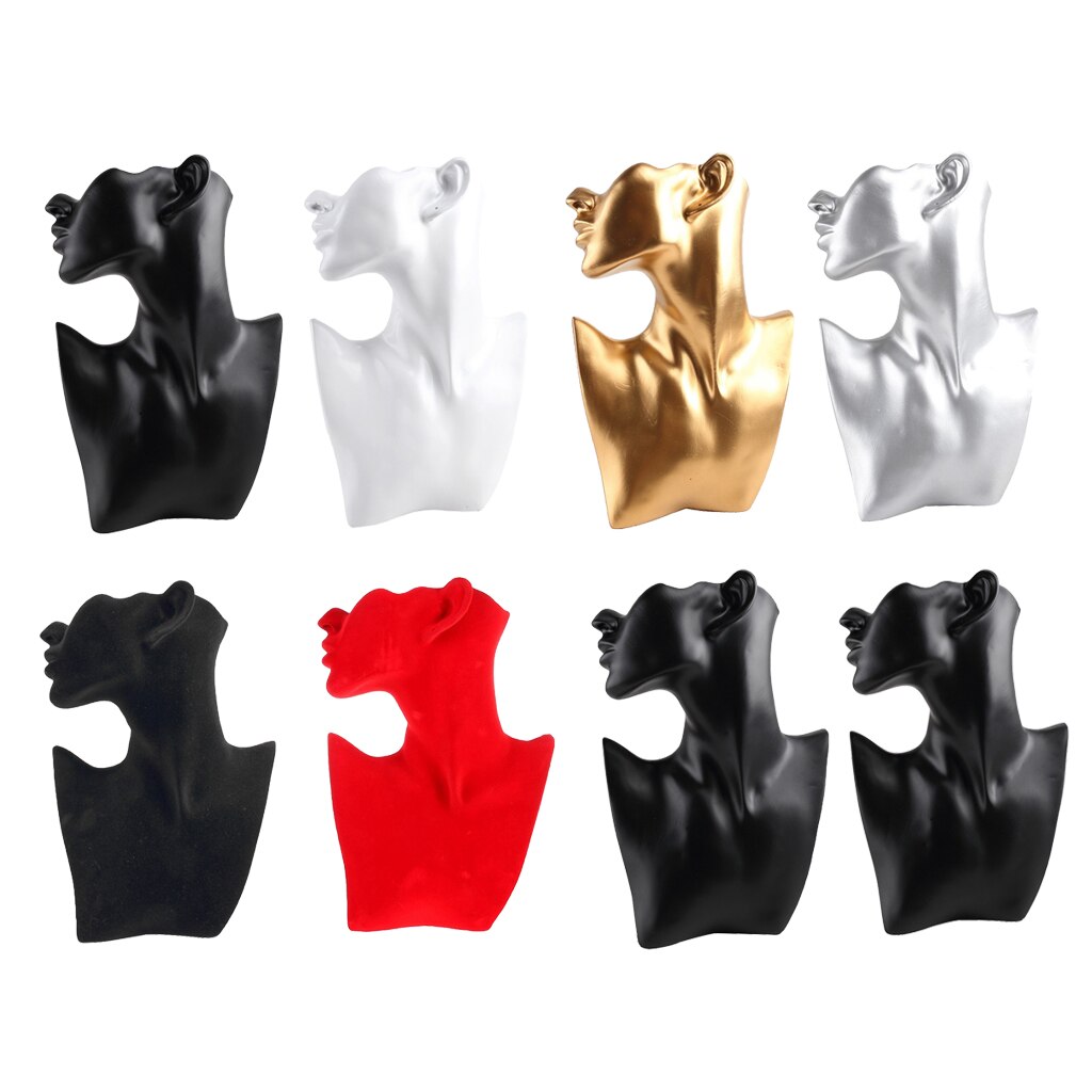 Necklace and Earring Bust Jewelry Display, Resin/Velvet Material, Female Mannequin