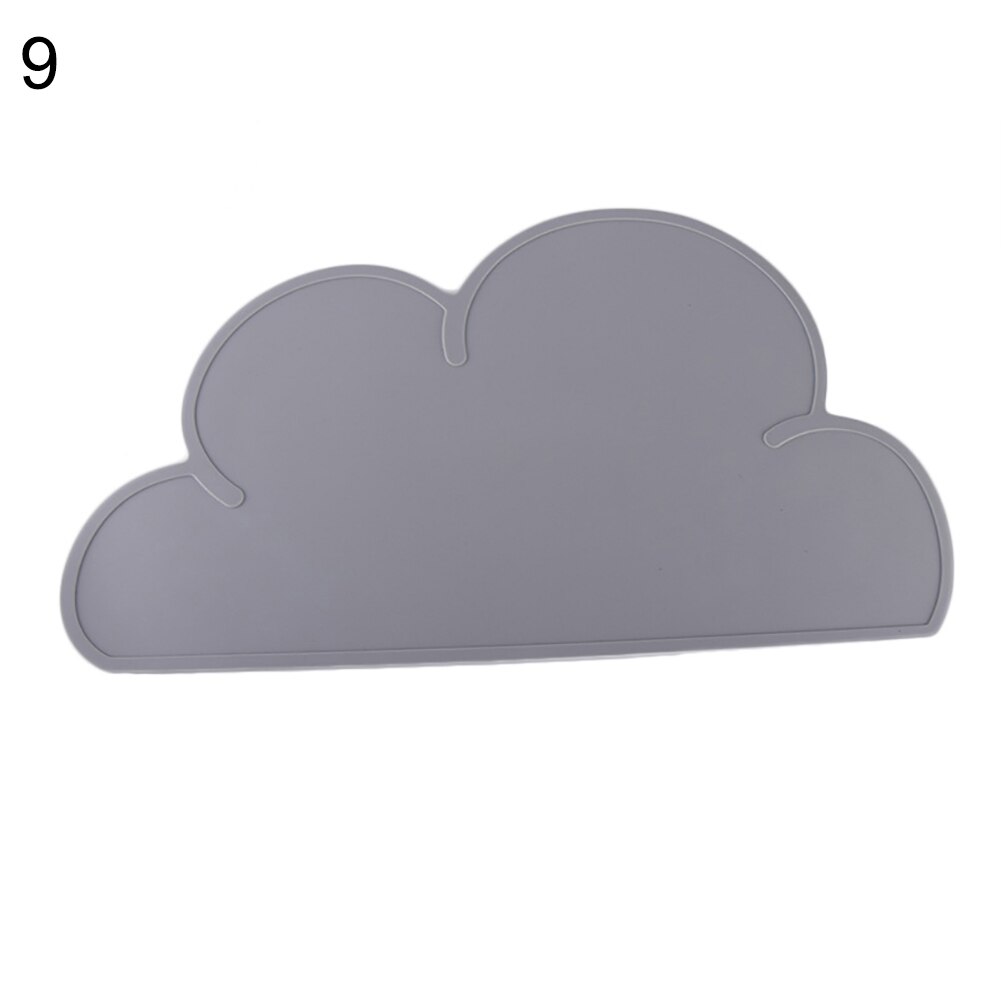 Portable Cloud Shaped Silicone Placemat Children Baby Plate Mat Waterproof Tableware Heat Resistant Bowl Pad Home Dinner Tools: Grey