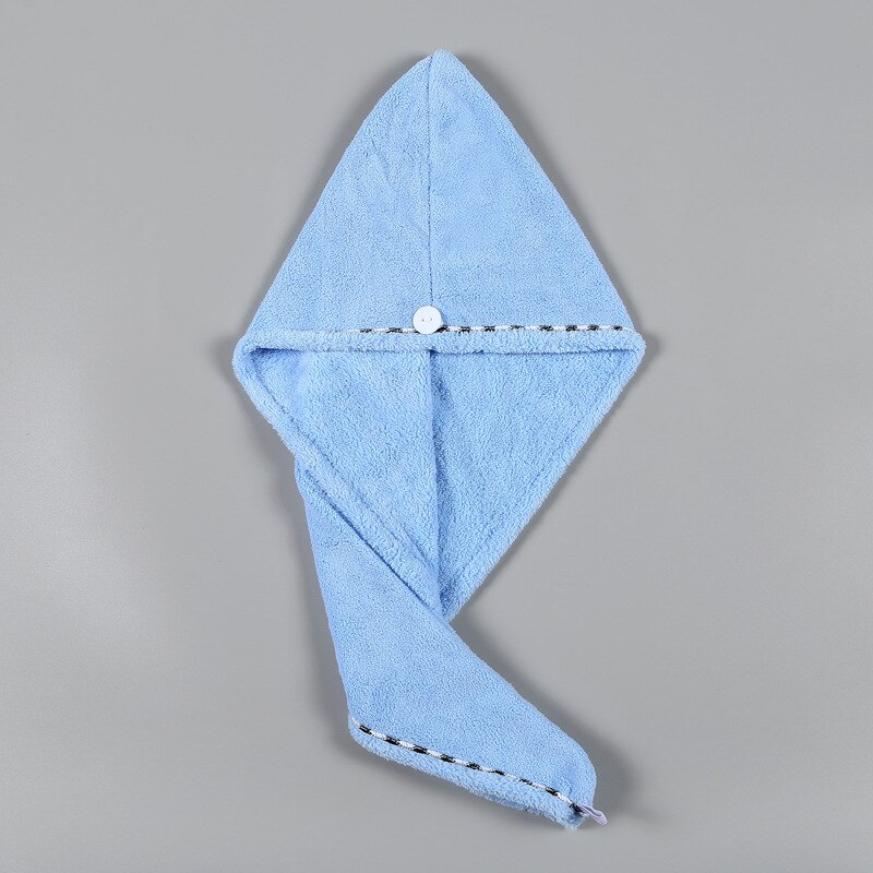 Shower Cap Soft Microfiber Hair Towel Fast Drying Dryer Towel Hair Hat Cap Turban Head Wrap SPA Bathing Supplies: Blue