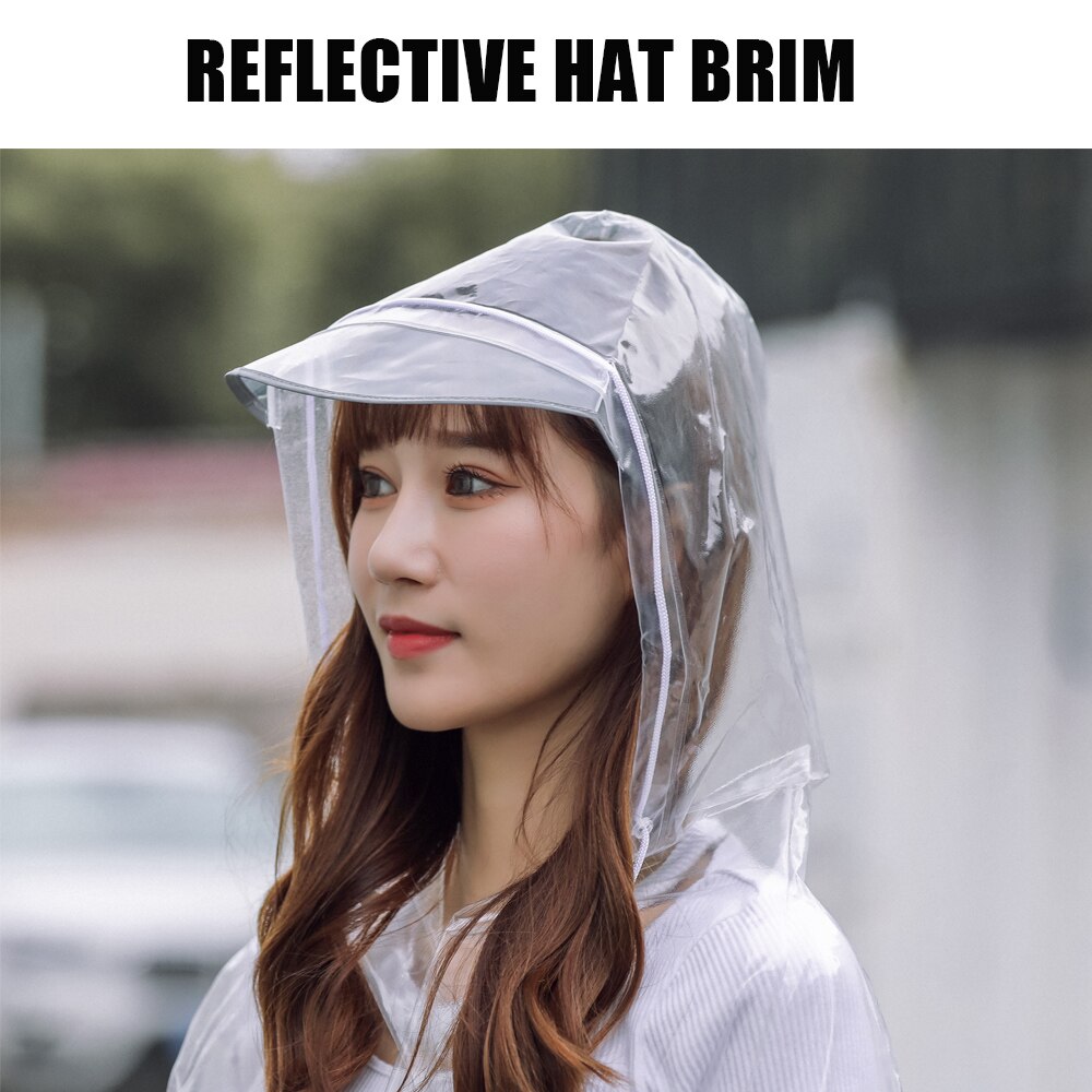 Transparent Adult Waterproof Clear Long Women Men Backpack Jacket Raincoat with Reflective Hood