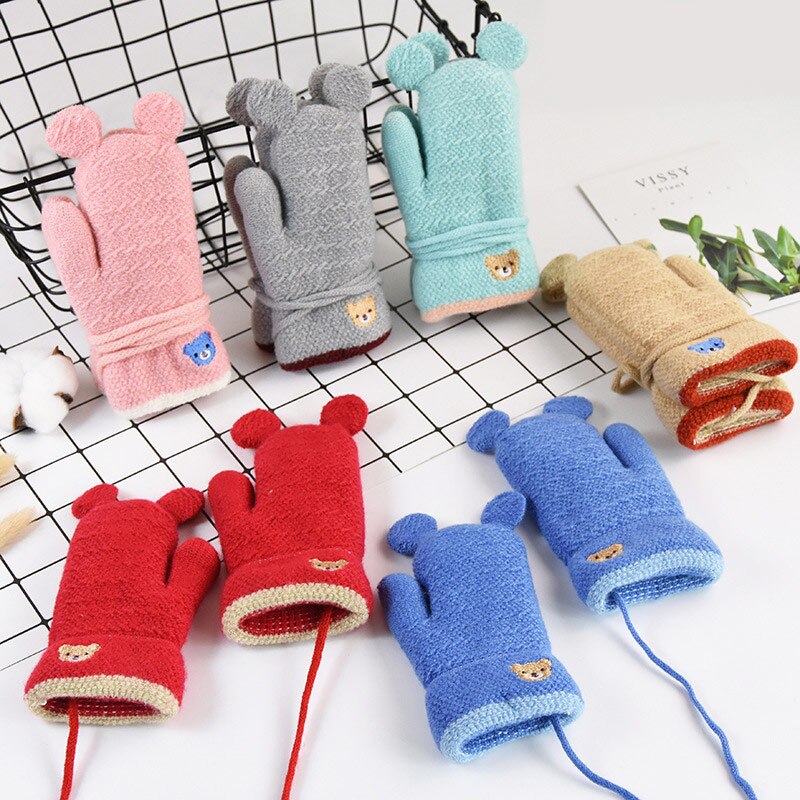 Guantes de invierno para niños de Evrfelan, mitones de algodón de punto con forma de dibujos animados, coloridos guantes y mitones de invierno para niños y niñas