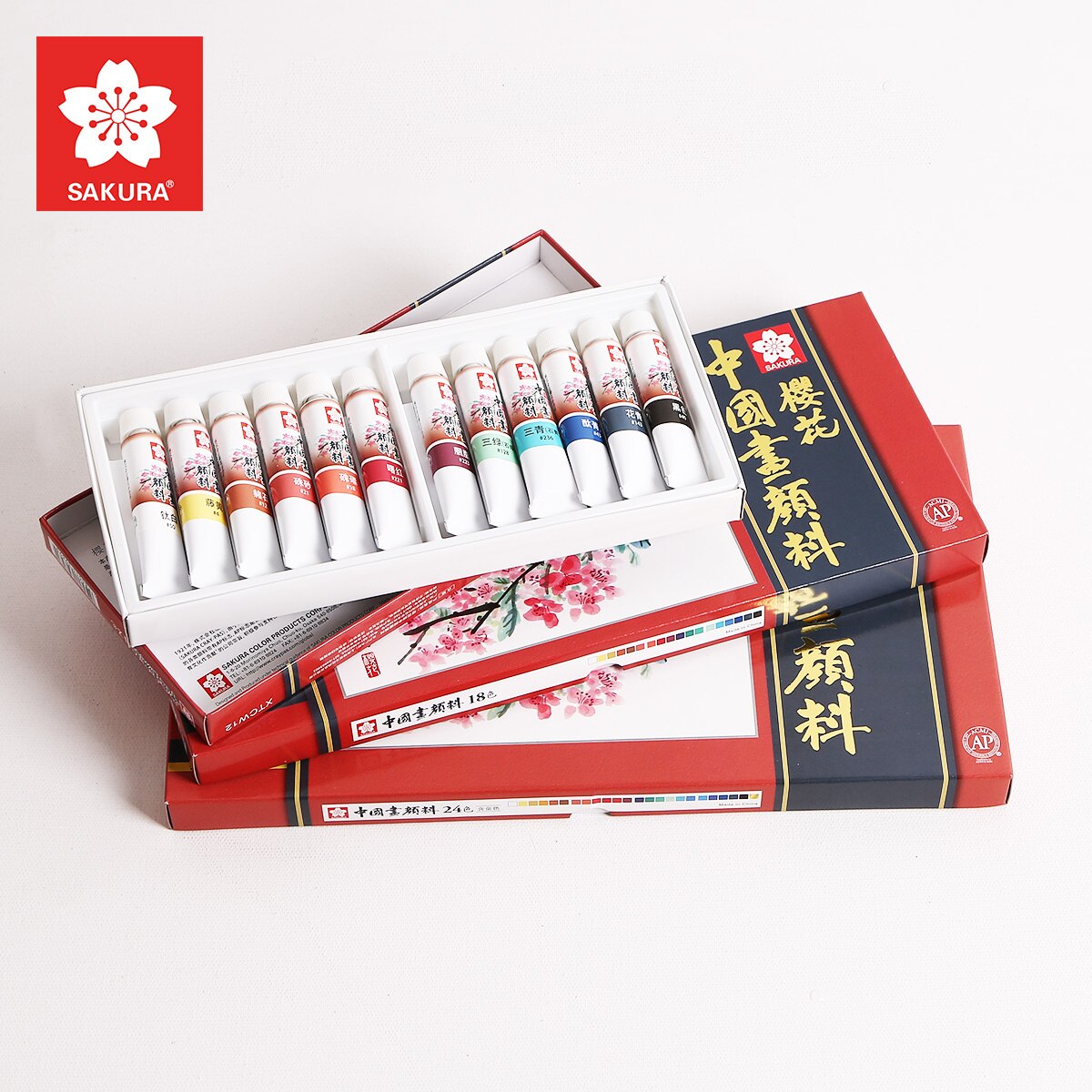 Pigment de peinture chinoise SAKURA du japon, 12/18/24 couleurs/ensemble, 12 ml/tube, peinture aquarelle pour peinture de paysage, fournitures d&#39;art