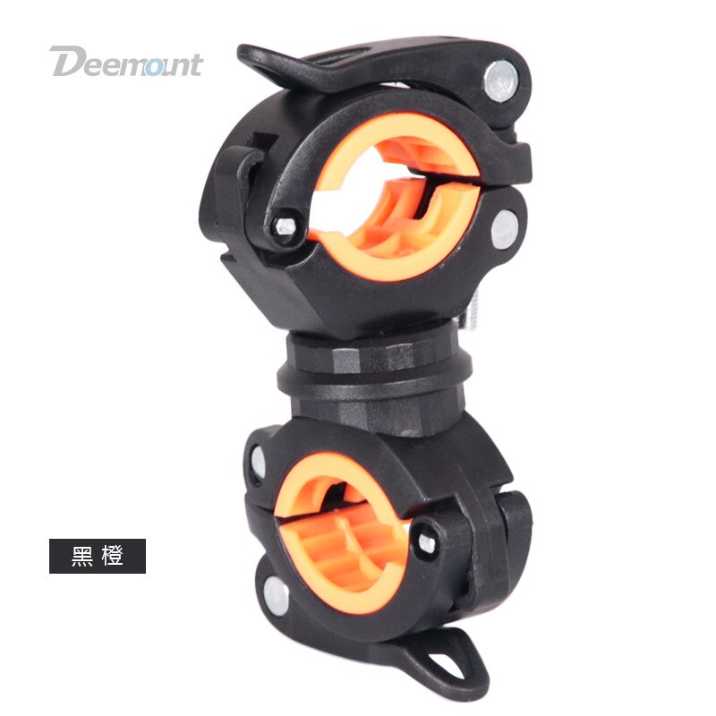 Deemount Fahrrad Licht Halterung Fahrrad Lampe Halfter Taschenlampe Scheinwerfer Pumpe Stand schnell Freisetzung montieren 360 Grad Drehbare Teil: Schwarz Orange