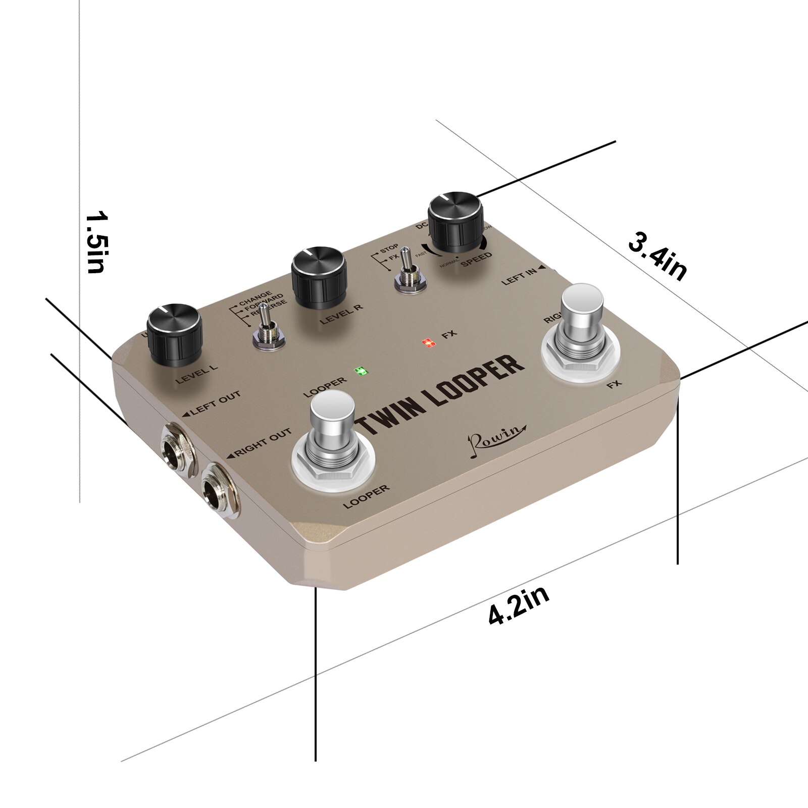 Rowin Twin Looper Station Electric Guitar Effect Pedal for Guitarists