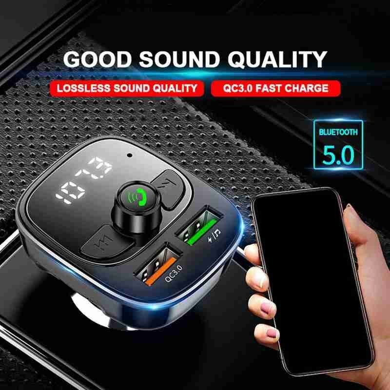 Buletooth Handsfree Car Kit FM Transmitter Aux Modulator Buletooth Car MP3 Player Audio Receiver Adapter Dual USB Car Charger