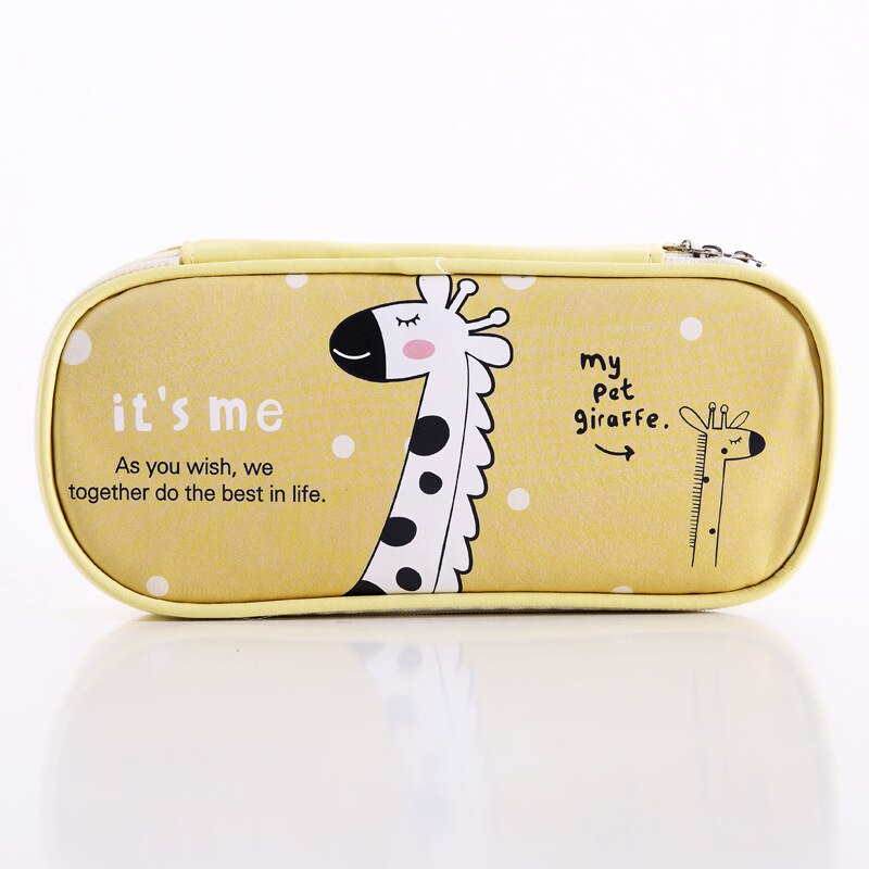 Kawaii escola lápis caso para meninas menino coreano plutônio pequeno penal dos desenhos animados grande caneta gato cor caixa de lápis claro bolsa estacionária: Giraffe