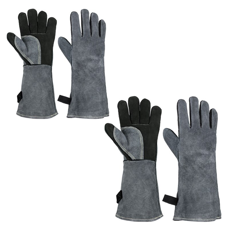 Leather Welding Gloves 932℉(500℃) for Pot Holder,Animal Handling Glove,BBQ,Oven,Grill,Fireplace Flame Retardant
