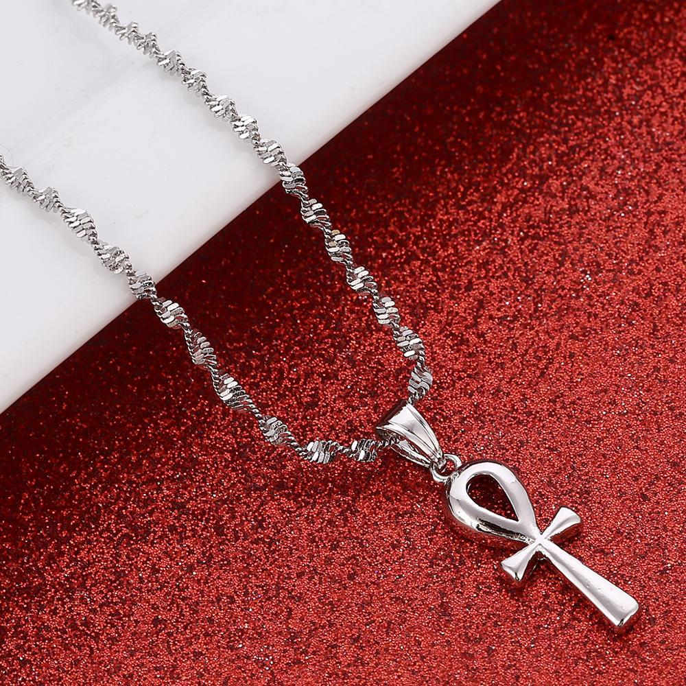 Men's Stainless Steel Egyptian Ankh Cross Key Of Life Pendant Necklace – 22" Chain