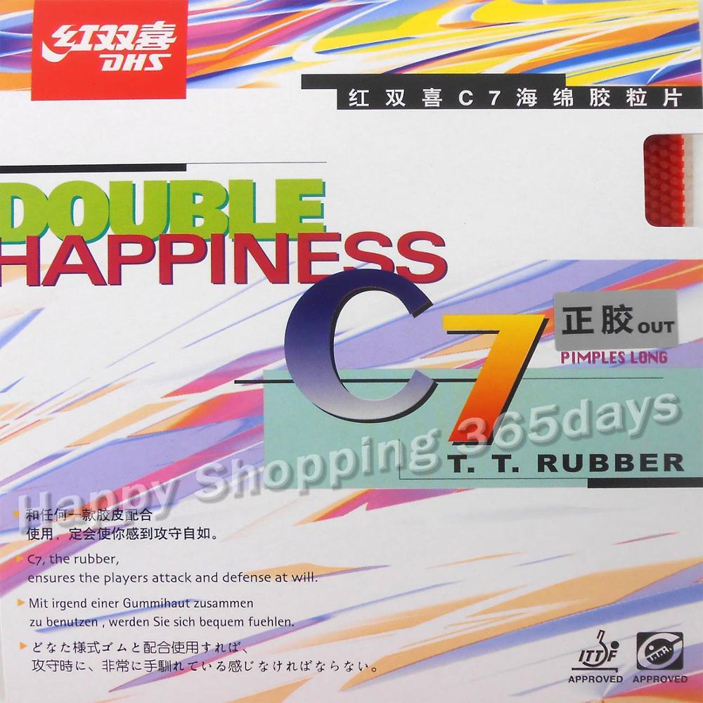 DHS C7 długie pestki-na zewnątrz (obrona/pętla/wirować) tenis stołowy (tenis stołowy) guma z gąbką 1.0mm