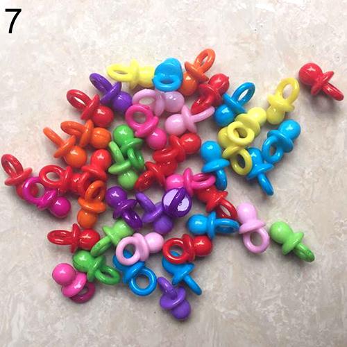 50 stuks transparante acryl mini fopspenen babyshower feestgunst meisje jongen speldecoratie: Crème veelkleurig