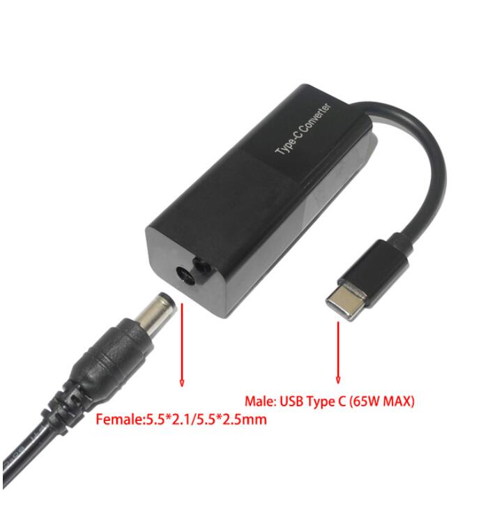 Usb Type C Converter Power Adapter Male Dc Jack Plug to 5.5*2.1 4.0*1.7 7.4*5.0 4.5*3.0mm Female 65W Adapter for Laptops: 5.5-2.1mm Female